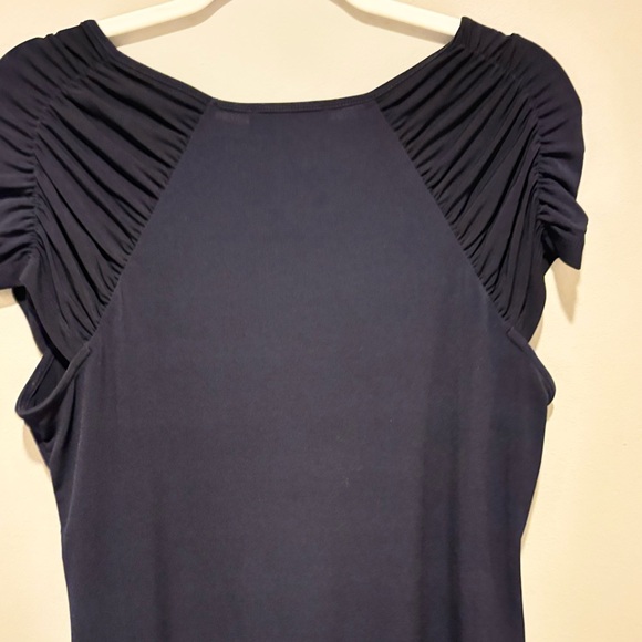 Women's Short Sleeve Navy Blue Dressy Rayon Top- Brand is Premise - Size Small - Picture 3 of 9